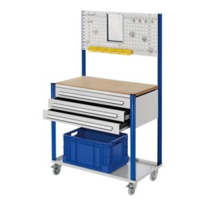 Kappes Mobile Arbeitsstation RAL 7035/5010 B1000 mm 3 Schubladen Lochplatte Kappes Mobile Arbeitsstation RAL 7035/5010 B1000 mm 3 Schubladen Lochplatte
