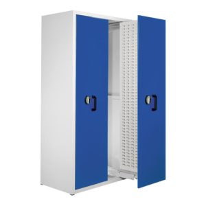 Kappes Zugwagenschrank RasterPlan mit Schlitzplatten RAL 7035/5010 2 Auszüge