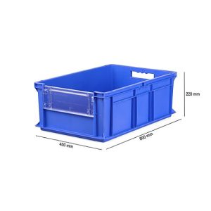 Kasten im EURO-Maß EF 6220 SK, ohne Deckel, mit Staubklappe, 43,5 l, blau Kasten im EURO-Maß EF 6220 SK, ohne Deckel, mit Staubklappe, 43,5 l, blau