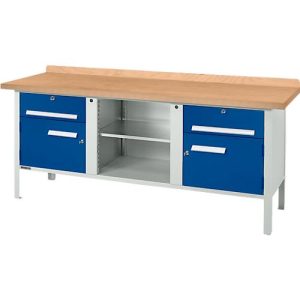 Kastenwerkbank Schäfer Shop Select PW 200-0, mitteldichte Faserplatte (MDF), bis 750 kg, B 2000 x T 680 x H 838 mm, Enzianblau Kastenwerkbank Schäfer Shop Select PW 200-0, mitteldichte Faserplatte (MDF), bis 750 kg, B 2000 x T 680 x H 838 mm, Enzianblau