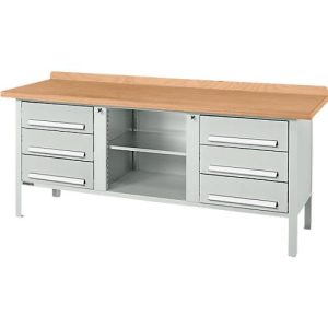 Kastenwerkbank Schäfer Shop Select PW 200-2, Buche Multiplexplatte, bis 750 kg, B 2000 x T 700 x H 840 mm, Lichtgrau Kastenwerkbank Schäfer Shop Select PW 200-2, Buche Multiplexplatte, bis 750 kg, B 2000 x T 700 x H 840 mm, Lichtgrau
