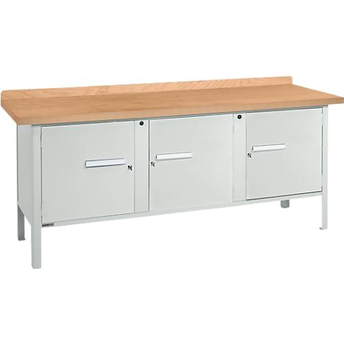 Kastenwerkbank Schäfer Shop Select PW 200-3, mitteldichte Faserplatte (MDF), bis 750 kg, B 2000 x T 680 x H 838 mm, Lichtgrau