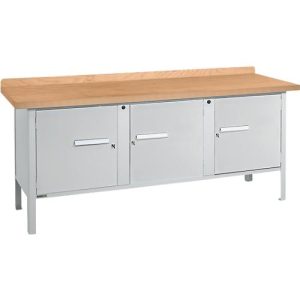 Kastenwerkbank Schäfer Shop Select PW 200-3, mitteldichte Faserplatte (MDF), bis 750 kg, B 2000 x T 680 x H 838 mm, Weißaluminium
