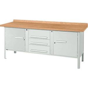 Kastenwerkbank Schäfer Shop Select PW 200-4, Buche Multiplexplatte, bis 750 kg, B 2000 x T 700 x H 840 mm, Lichtgrau