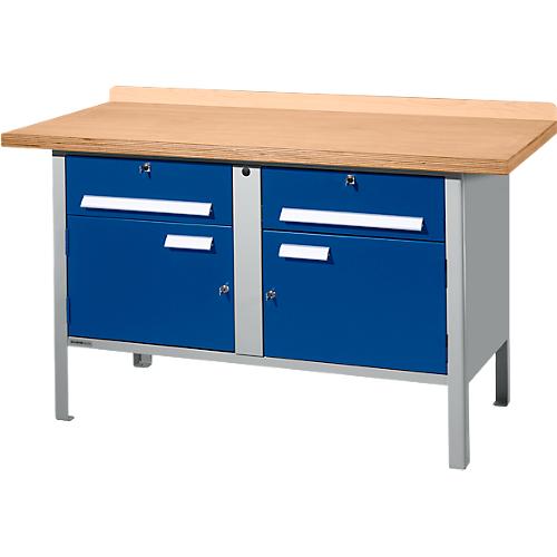 Kastenwerkbank Schäfer Shop Select PWi 150-0, Buche Multiplexplatte, bis 750 kg, B 1500 x T 700 x H 840 mm, Enzianblau