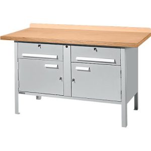 Kastenwerkbank Schäfer Shop Select PWi 150-0, Buche Multiplexplatte, bis 750 kg, B 1500 x T 700 x H 840 mm, Weißaluminium