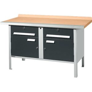 Kastenwerkbank Schäfer Shop Select PWi 150-0, Buche Multiplexplatte, mit Stahlkante, bis 750 kg, B 1500 x T 700 x H 840 mm, Anthrazit
