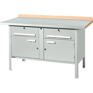 Kastenwerkbank Schäfer Shop Select PWi 150-0, ESD, Buche Multiplexplatte, mit Stahlabdeckung, bis 750 kg, B 1500 x T 700 x H 840 mm, Lichtgrau