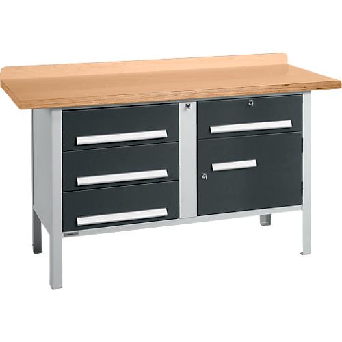 Kastenwerkbank Schäfer Shop Select PWi 150-5, Buche Multiplexplatte, bis 750 kg, B 1500 x T 700 x H 840 mm, Anthrazit
