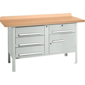 Kastenwerkbank Schäfer Shop Select PWi 150-5, mitteldichte Faserplatte (MDF), bis 750 kg, B 1500 x T 680 x H 838 mm, Lichtgrau