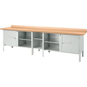 Kastenwerkbank Schäfer Shop Select PWi 300-1, mitteldichte Faserplatte (MDF), bis 750 kg, B 3000 x T 680 x H 838 mm, Lichtgrau