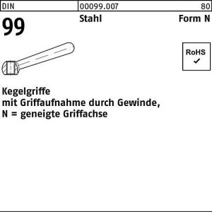 Kegelgriff DIN 99 N 50 M6, Stahl, geneigte Griffachse, Ø 50 mm, Gewindeaufnahme, 10 Stück Kegelgriff DIN 99 N 50 M6, Stahl, geneigte Griffachse, Ø 50 mm, Gewindeaufnahme, 10 Stück