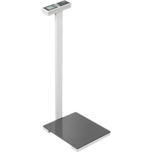 KERN Personenwaage MPK 200K-1P, Wägebereich bis 250 kg, Glaswägeplatte, Stativ, AUTO-OFF-Funktion, Einheitenumschaltung, B 350 x T 370 x H 960 mm, schwarz/weiß