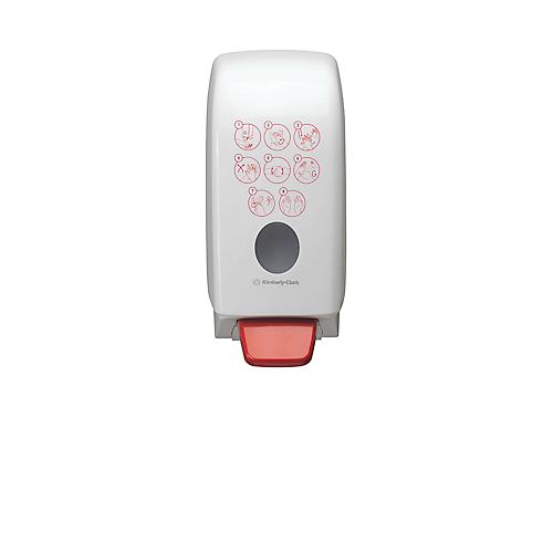 Kimberly-Clark® Aquarius Handdesinfektionsmittelspender 7124, mit Tropfschale, L 235 x B 116 x H 114 mm, 1 Liter, Kunststoff, weiß