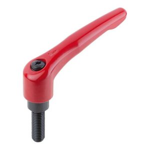KIPP Klemmhebel Gr.0 M05x30, zink rot RAL3003 kunststoffbeschichtet, Komp Stahl brüniert