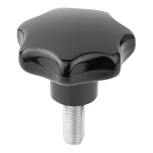 KIPP Sterngriff ähnlich DIN6336 M16x60, D1=80H=50, Form L, Duroplast schwarz hochglanzpoliert, Stahl KIPP Sterngriff ähnlich DIN6336 M16x60, D1=80H=50, Form L, Duroplast schwarz hochglanzpoliert, Stahl