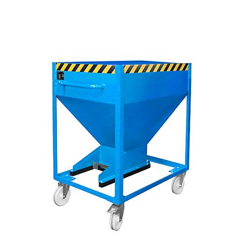 Kippbehälter SR-D 375, Tragkraft 375 kg, mit Rollen & Schieberverschluss, B 780 x H 1230 mm, Stahl, lichtblau RAL 5012