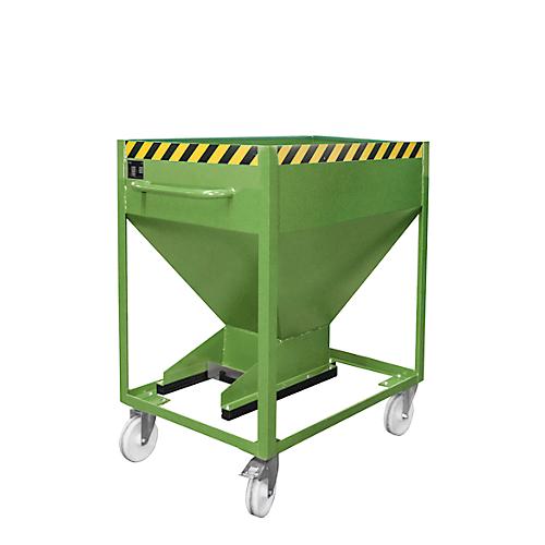 Kippbehälter SR-D 375, Tragkraft 375 kg, mit Rollen & Schieberverschluss, B 780 x H 1230 mm, Stahl, resedagrün RAL 6011