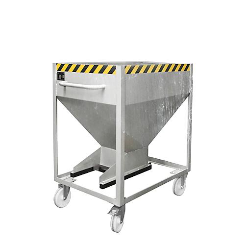 Kippbehälter SR-D 375, Tragkraft 375 kg, mit Rollen & Schieberverschluss, B 780 x H 1230 mm, Stahl, verzinkt