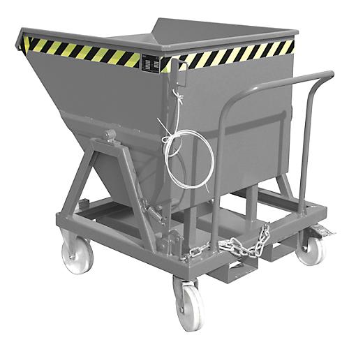 Kippmulde Bauer KS 400, Stahl, grau, B 1220 x T 1200 x H 1115 mm, 400 l, bis 1000 kg, Rollen, Manuelle Kippvorrichtung