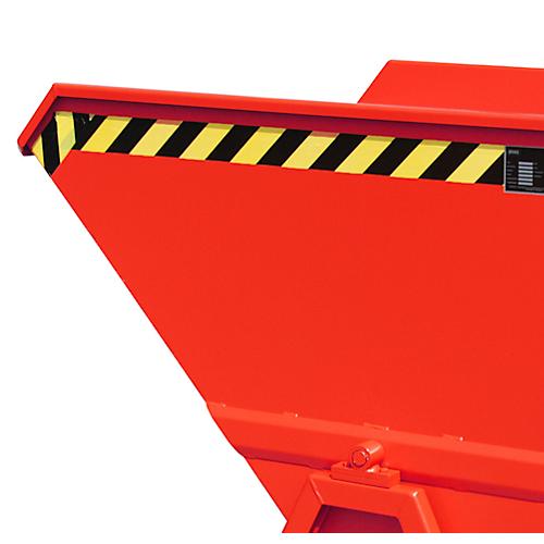 Kippmulde Bauer KS 700, Stahl, rot, B 1340 x T 1200 x H 1275 mm, 700 l, bis 1000 kg, Rollen, Manuelle Kippvorrichtung