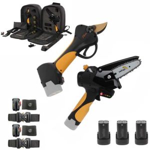 Kit Akku-Astkettensäge Flora PCP100A + elektrische Baumschere Agritec Flora PC32 Kit Akku-Astkettensäge Flora PCP100A + elektrische Baumschere Agritec Flora PC32