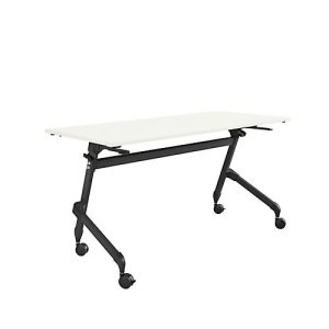 Klappbarer Schreibtisch, mit 4 feststellbaren Rollen, Rechteck, Rundrohr, B 1400 x T 600 x H 720 mm, weiß/schwarz Klappbarer Schreibtisch, mit 4 feststellbaren Rollen, Rechteck, Rundrohr, B 1400 x T 600 x H 720 mm, weiß/schwarz