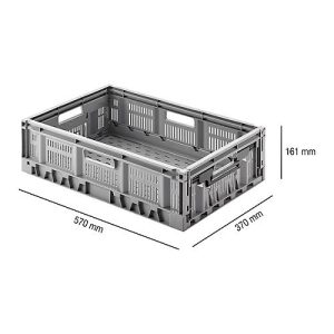 Klappbox, recycelbar & stapelbar, Traglast 20 kg, 600 x 400 x 170 mm, grau Klappbox, recycelbar & stapelbar, Traglast 20 kg, 600 x 400 x 170 mm, grau