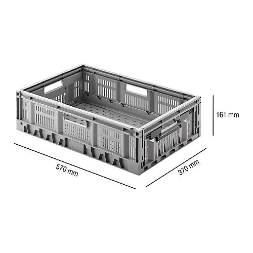 Klappbox, recycelbar & stapelbar, Traglast 20 kg, 600 x 400 x 170 mm, grau