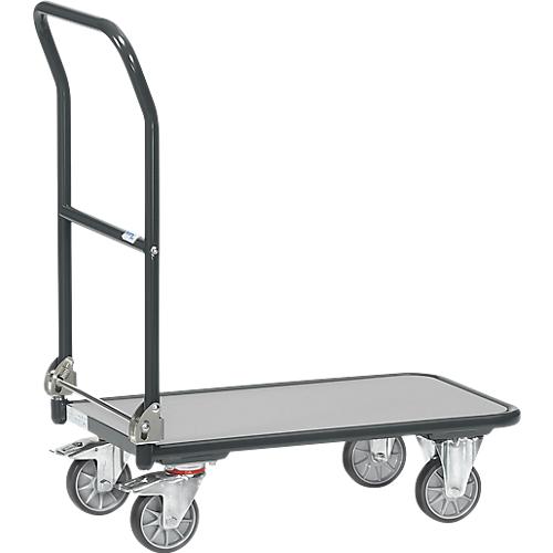 Klappwagen, Stahl/Holz, bis 250 kg, 900 x 600 mm, TPE-Bereifung, anthrazitgrau