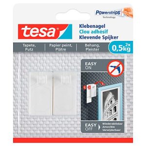 Klebenagel tesa®, für Tapete & Putz, Haftkraft bis 0,5 kg, ablösbar, 2 Stück Klebenagel tesa®, für Tapete & Putz, Haftkraft bis 0,5 kg, ablösbar, 2 Stück