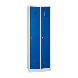 Kleiderspind, 2 Türen, Drehriegelverschluss, B 500 x H 1800 mm, lichtgrau/blau