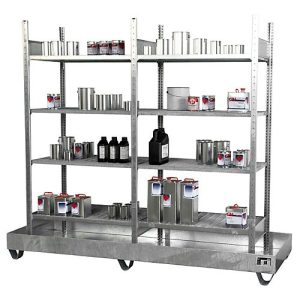 Kleingebinderegal BAUER S 3023-4E, Grund- und Anbauregal, B 2400 x T 800 x H 2000 mm, 4 Gitterrostböden + 1 Auffangwanne Kleingebinderegal BAUER S 3023-4E, Grund- und Anbauregal, B 2400 x T 800 x H 2000 mm, 4 Gitterrostböden + 1 Auffangwanne