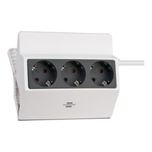 Klemmbare Steckdosenleiste 3-fach 3m H05VV-F 3G1,5 weiss/anthrazit Klemmbare Steckdosenleiste 3-fach 3m H05VV-F 3G1,5 weiss/anthrazit