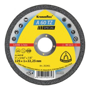 Klingspor A 60 TZ Trennscheiben, 125 x 1 x 22,23 mm gerade Klingspor A 60 TZ Trennscheiben, 125 x 1 x 22,23 mm gerade