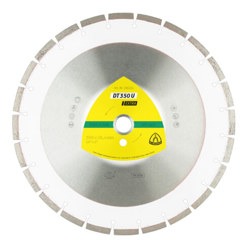 Klingspor DT 350 U Diamanttrennscheiben, 400 x 3,6 x 25,4 mm 28 Segmente 40 x 3,6 x 10 mm, Standardverzahnung