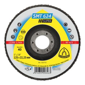 Klingspor SMT 624 Schleifmopteller, 125 x 22,23 mm Korn 40 gewölbt Klingspor SMT 624 Schleifmopteller, 125 x 22,23 mm Korn 40 gewölbt