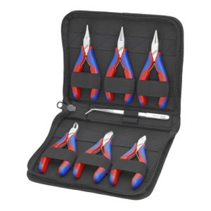 KNIPEX 00 20 16 Elektronikzangen-Set mit Werkzeugen für Arbeiten an elektronischen Bauteilen 220 mm
