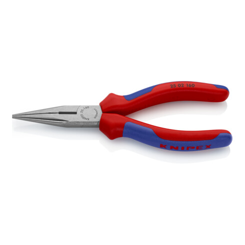 KNIPEX 25 02 160 Flachrundzange mit Schneide (Radiozange) schwarz atramentiert 160 mm
