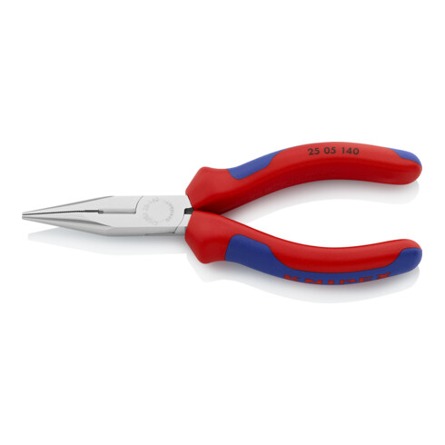 KNIPEX 25 05 140 Flachrundzange mit Schneide (Radiozange) verchromt 140 mm