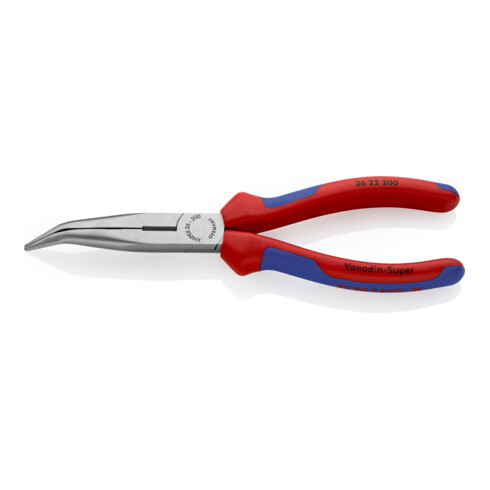 KNIPEX 26 22 200 Flachrundzange mit Schneide (Storchschnabelzange) schwarz atramentiert 200 mm