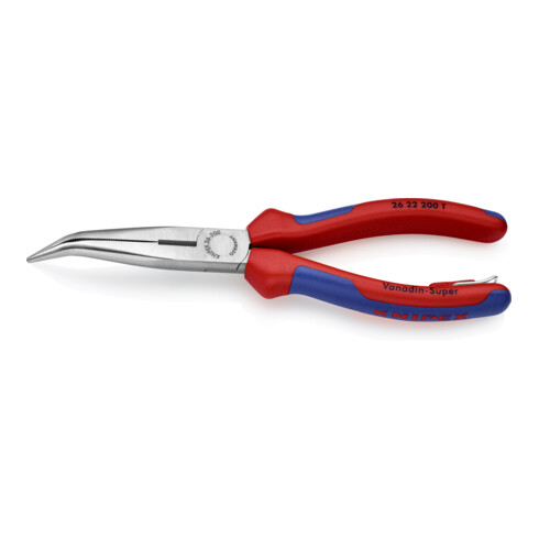 KNIPEX 26 22 200 T Flachrundzange mit Schneide (Storchschnabelzange) schwarz atramentiert 200 mm