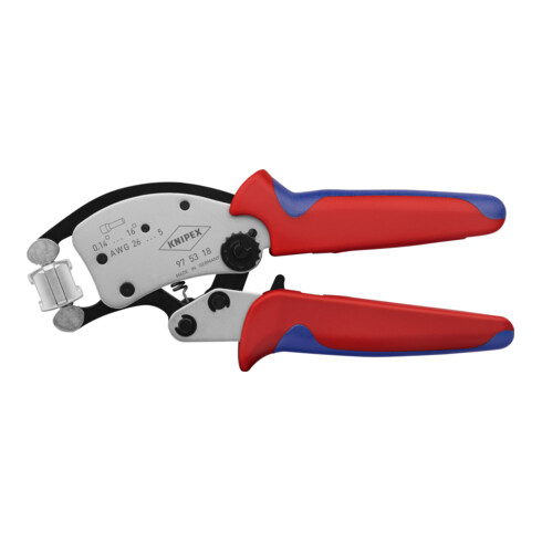 KNIPEX 97 53 18 Twistor16® Selbsteinstellende Crimpzange für Aderendhülsen mit drehbarem Crimpkopf verchromt 240 mm