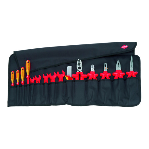 KNIPEX 98 99 13 Werkzeug-Rolltasche 15-teilig mit isolierten Werkzeugen für Arbeiten an elektrischen Anlagen 335 mm