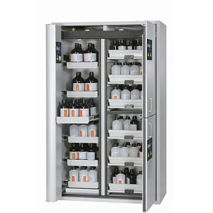 Kombi-Sicherheitsschrank Typ 90 asecos K-PHOENIX Vol.2-90, Flügel- und Falttüren mit Schließ-Automatik, Front Lichtgrau, B 1197 x T 617 x H 1969 mm
