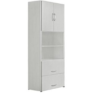 Kombischrank PALENQUE, 6 OH, Holztüren, HR-Auszug, B 800 x T 420 x H 2160 mm, lichtgrau Kombischrank PALENQUE, 6 OH, Holztüren, HR-Auszug, B 800 x T 420 x H 2160 mm, lichtgrau