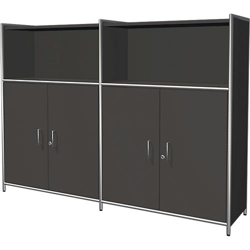 Kombischrank Toledo, mit Sichtrückwand, abschließbar, 3 OH, 2 Fächer, B 1580 x T 380 mm, anthrazit