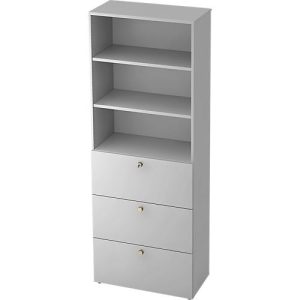 Kombischrank TOPAS LINE, 6 Ordnerhöhen, Regal und Hängeregistratur, lichtgrau/lichtgrau Kombischrank TOPAS LINE, 6 Ordnerhöhen, Regal und Hängeregistratur, lichtgrau/lichtgrau