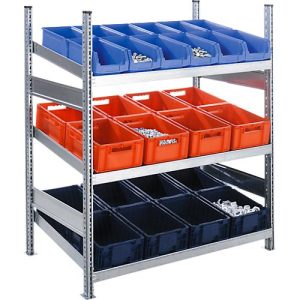 Komplettregal MBR 3000, Anbaufeld, 3 schräge Fachebene, 1536 x 400 x 1292 mm Komplettregal MBR 3000, Anbaufeld, 3 schräge Fachebene, 1536 x 400 x 1292 mm