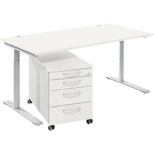 Komplettset Modena Flex, Schreibtisch B 1600 mm, höhenverstellbar Komplettset Modena Flex, Schreibtisch B 1600 mm, höhenverstellbar